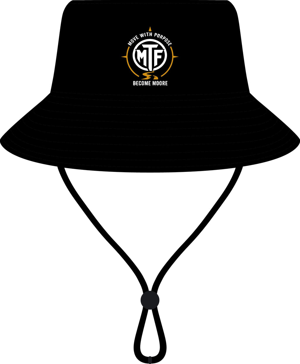 MTF Logo Wide Brim Bucket Hat — Outdoor Sun Fishing Boonie Hat with Chin Strap