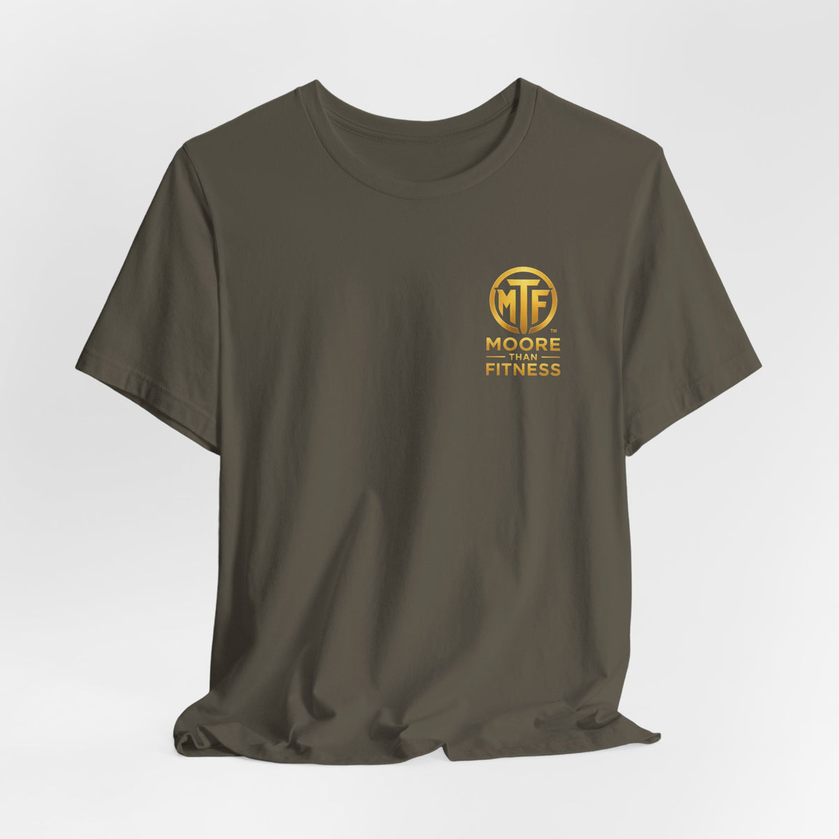 Moore Than Fitness Tee – Gold Logo Short Sleeve Shirt