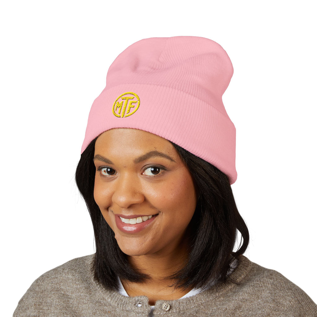 Embroidered Monogram Cuffed Beanie — Classic Knit Winter Hat
