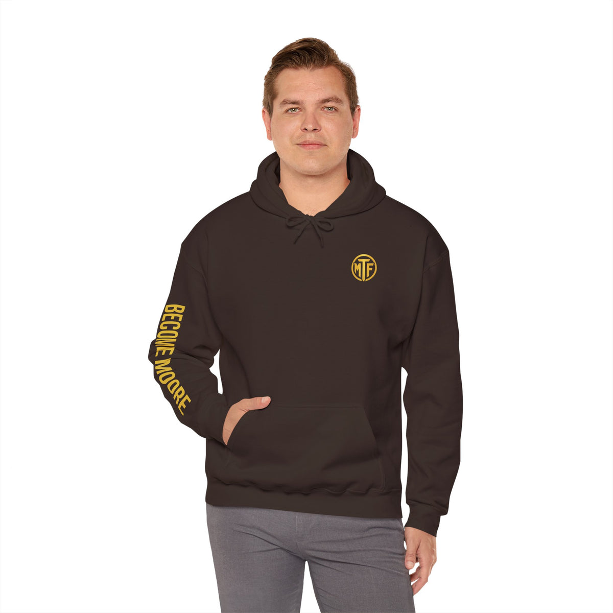 Signature Moore Than Fitness Logo Hoodie — "Become Moore" Sleeve Pullover