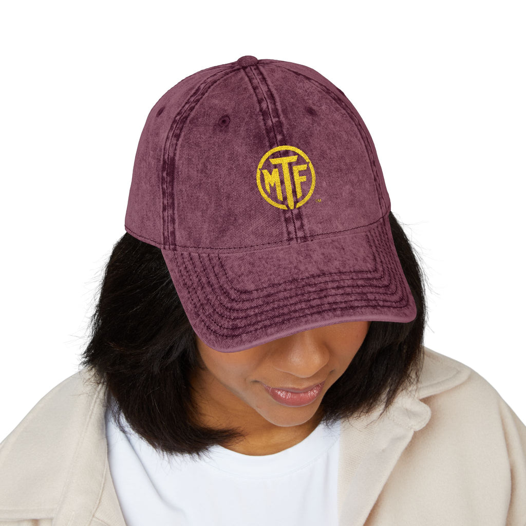 Vintage Embroidered Cap — Distressed Monogram Dad Hat
