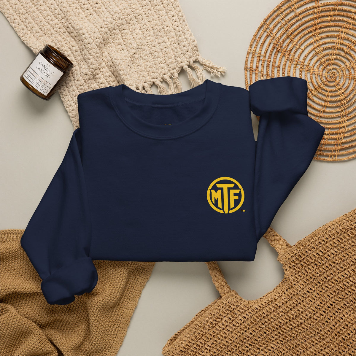 Crewneck Sweatshirt — "Unfinished by Design" Minimal Logo Pullover
