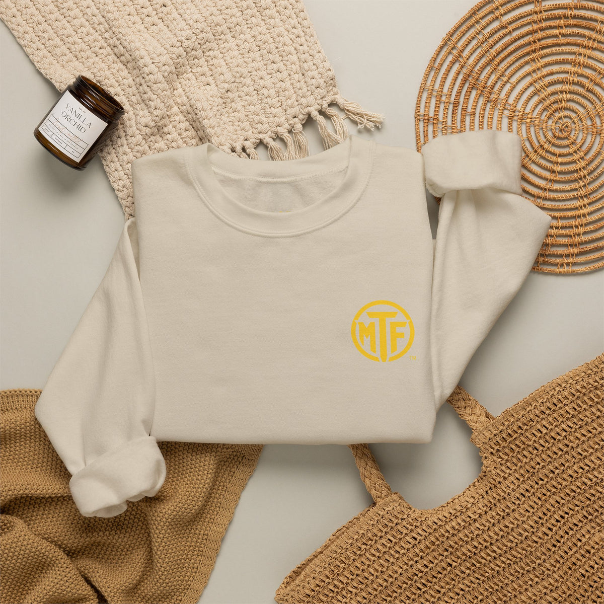 Crewneck Sweatshirt — "Unfinished by Design" Minimal Logo Pullover