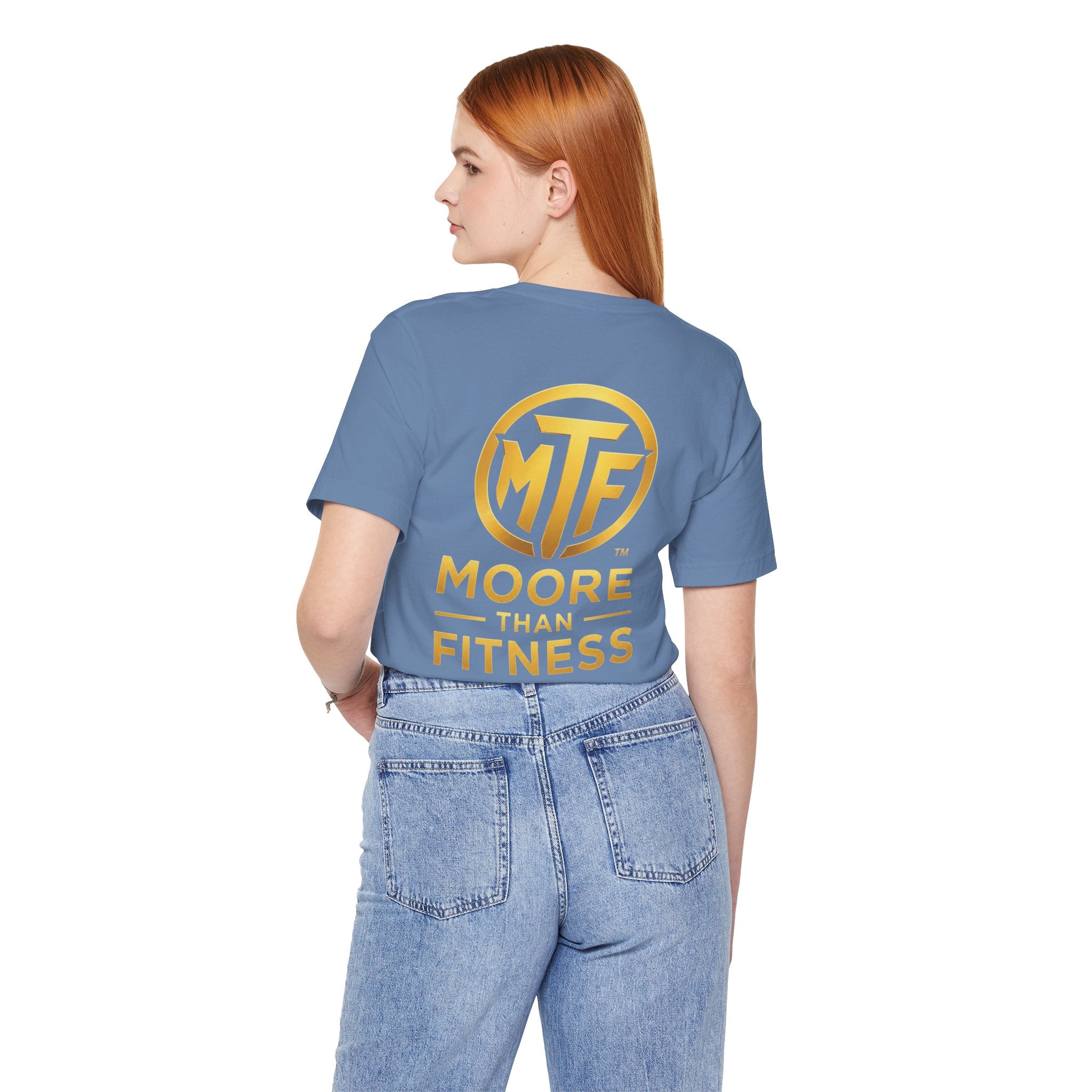 Moore Than Fitness Tee – Gold Logo Short Sleeve Shirt