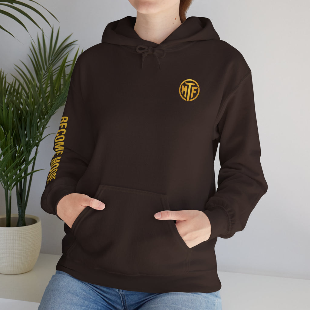 Signature Moore Than Fitness Logo Hoodie — "Become Moore" Sleeve Pullover