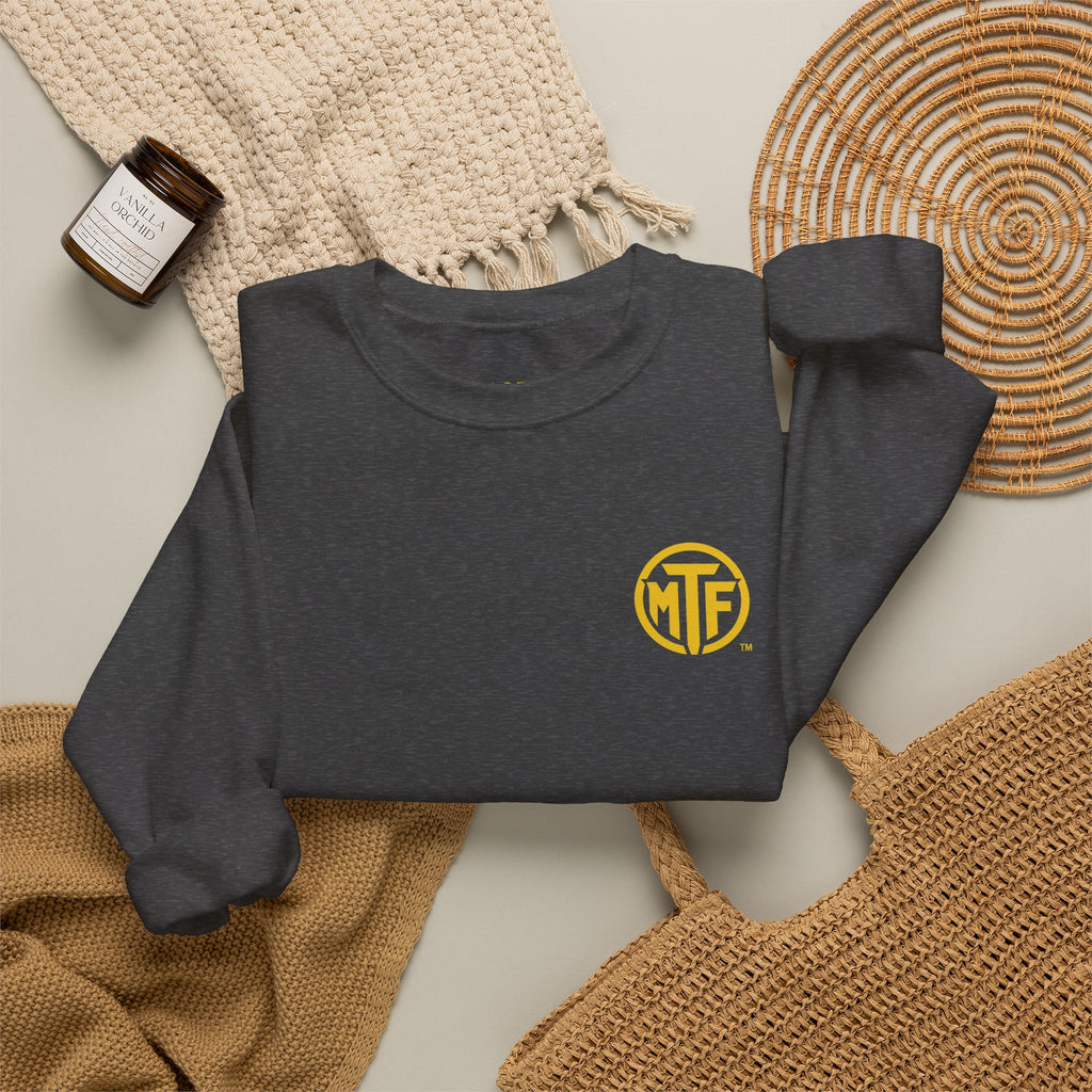 Crewneck Sweatshirt — "Unfinished by Design" Minimal Logo Pullover