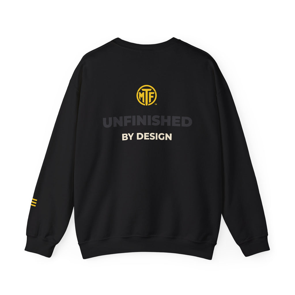 Crewneck Sweatshirt — "Unfinished by Design" Minimal Logo Pullover