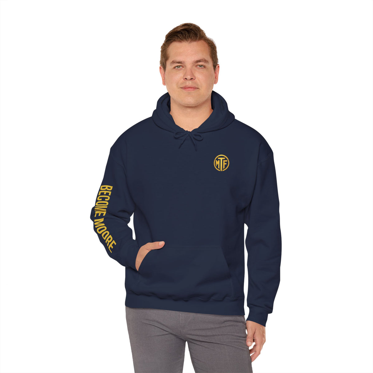 Signature Moore Than Fitness Logo Hoodie — "Become Moore" Sleeve Pullover
