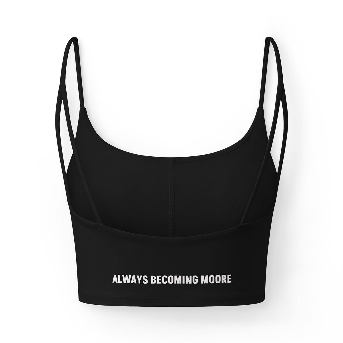 Women’s Luxe Bra — Moore Fitness Crop with ‘Always Becoming Moore’ Back Text