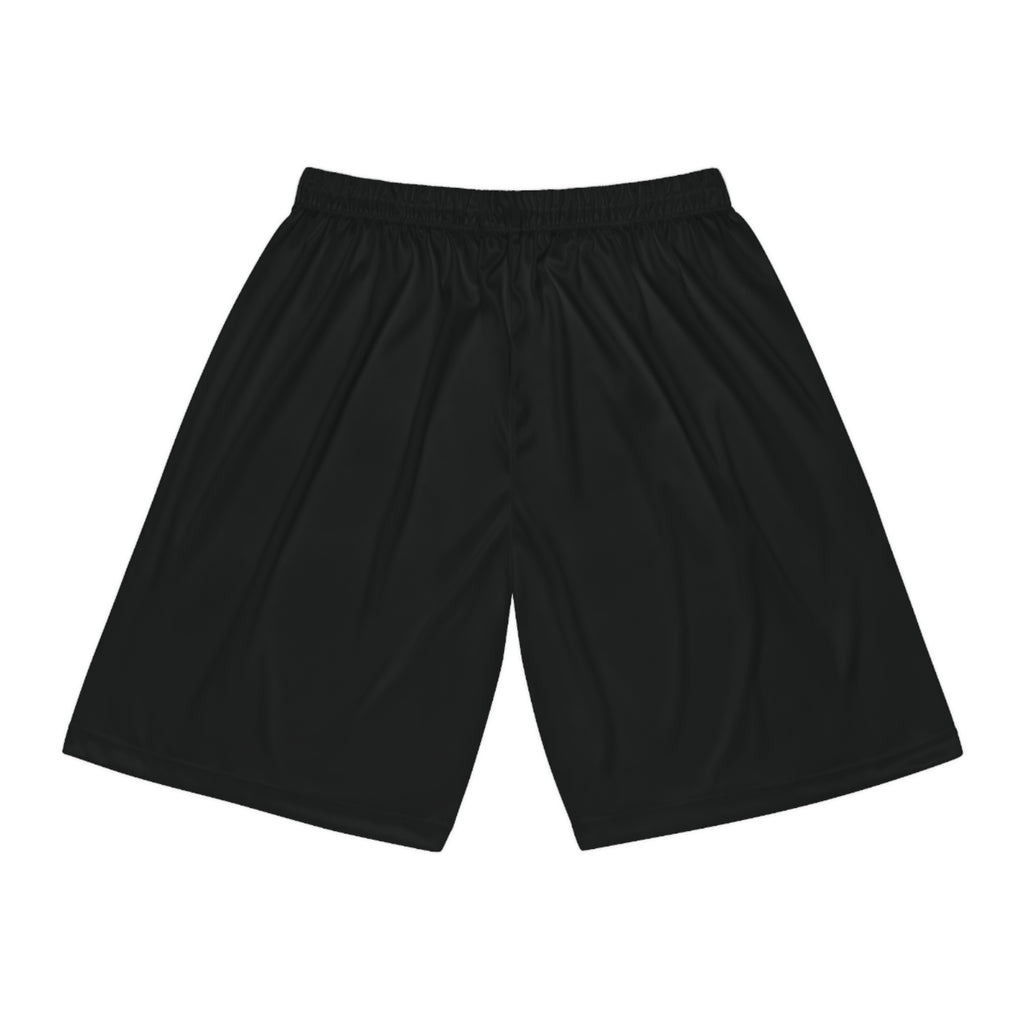 Black Performance Basketball Shorts with Subtle WTF Logo — Athletic Mesh AOP