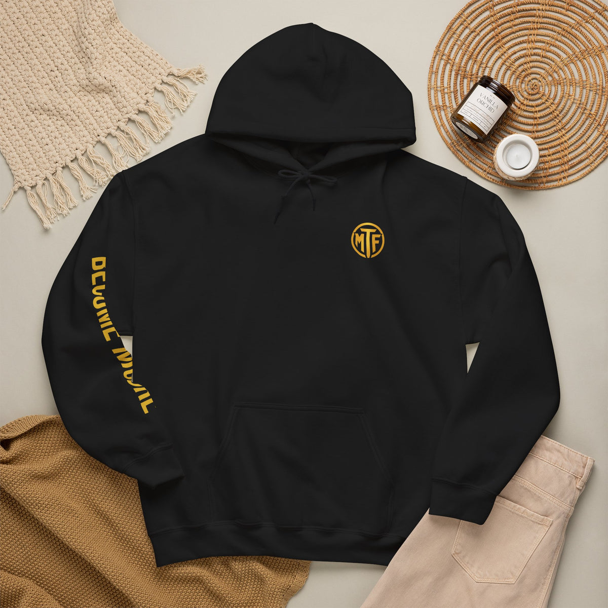 Signature Moore Than Fitness Logo Hoodie — "Become Moore" Sleeve Pullover