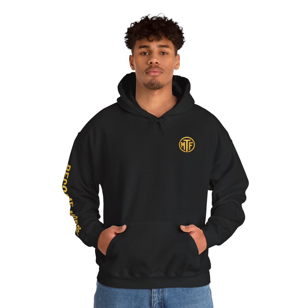 Signature Moore Than Fitness Logo Hoodie — "Become Moore" Sleeve Pullover