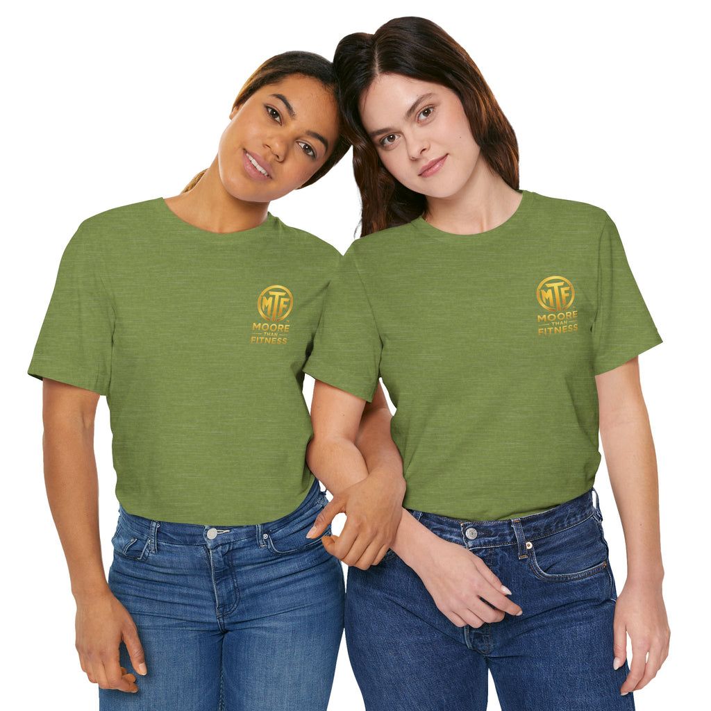Moore Than Fitness Tee – Gold Logo Short Sleeve Shirt
