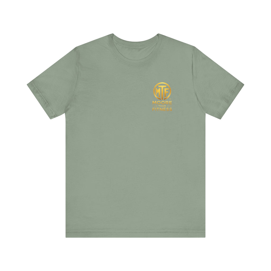 Moore Than Fitness Tee – Gold Logo Short Sleeve Shirt