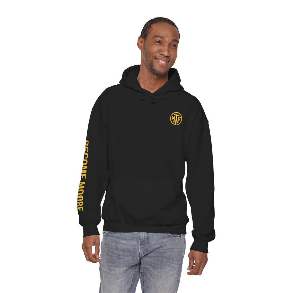 Signature Moore Than Fitness Logo Hoodie — "Become Moore" Sleeve Pullover