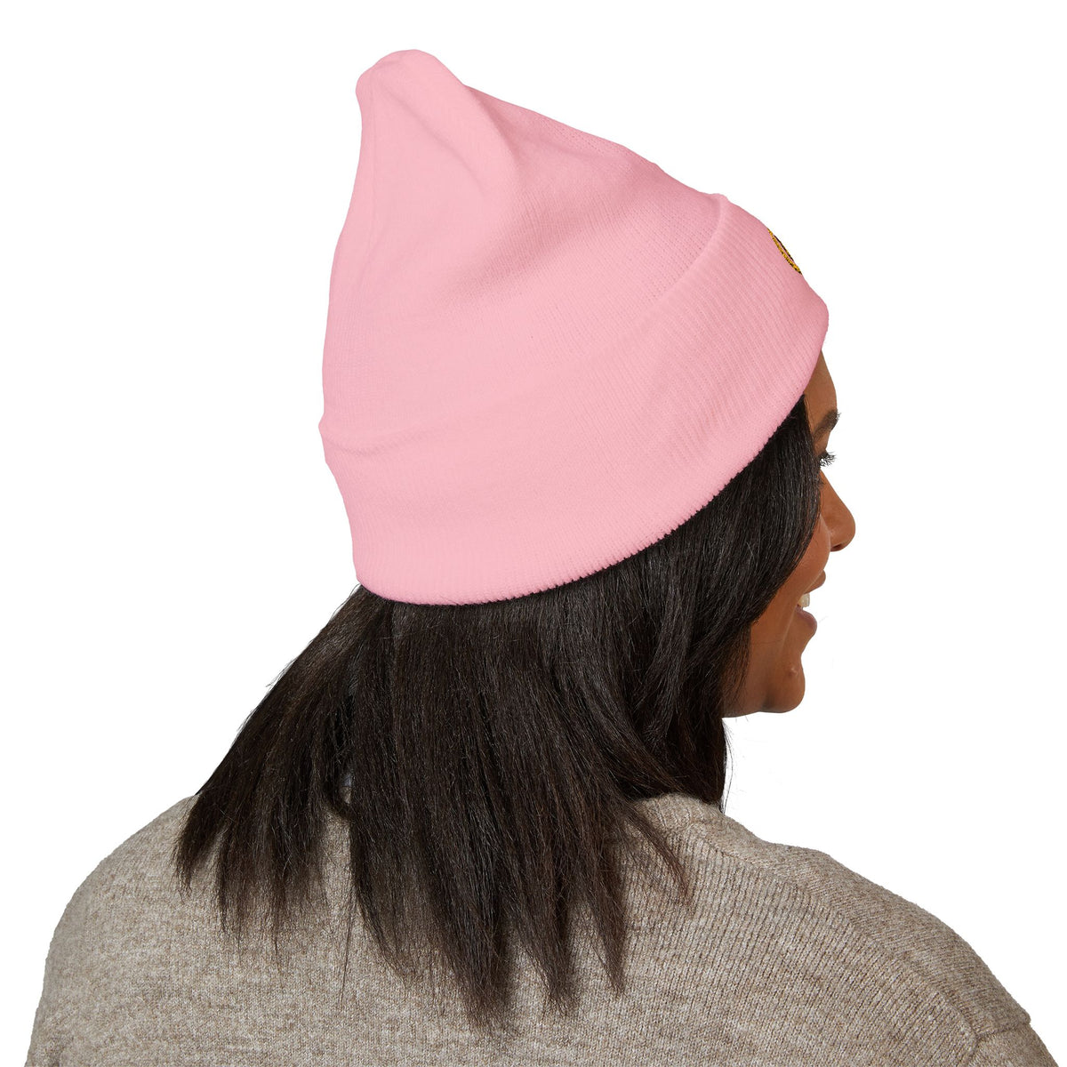 Embroidered Monogram Cuffed Beanie — Classic Knit Winter Hat