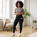 Women's Luxe Leggings — Minimal White Sunburst Logo High-Waist Activewear