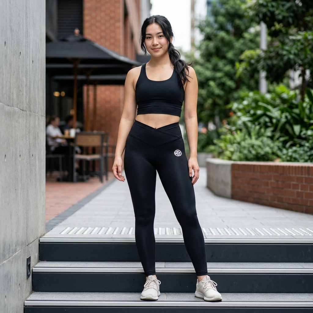 Women's Luxe Leggings — Minimal White Sunburst Logo High-Waist Activewear