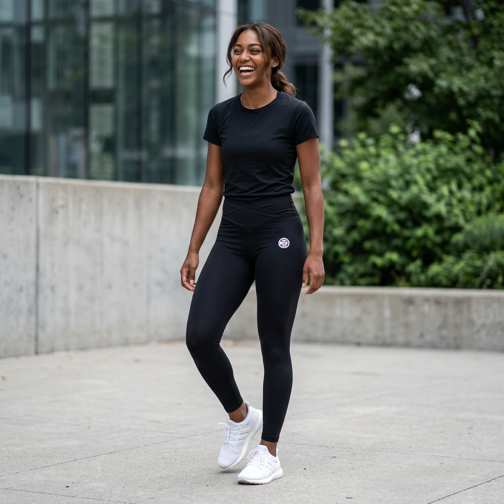 Women's Luxe Leggings — Minimal White Sunburst Logo High-Waist Activewear