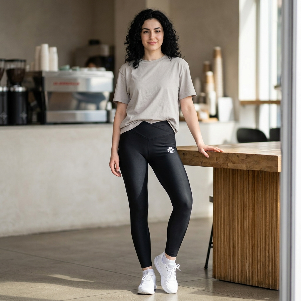 Women's Luxe Leggings — Minimal White Sunburst Logo High-Waist Activewear