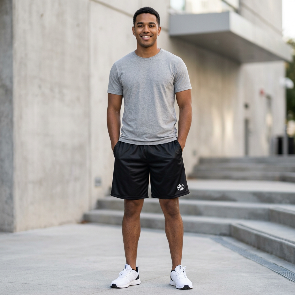Black Performance Basketball Shorts with Subtle WTF Logo — Athletic Mesh AOP