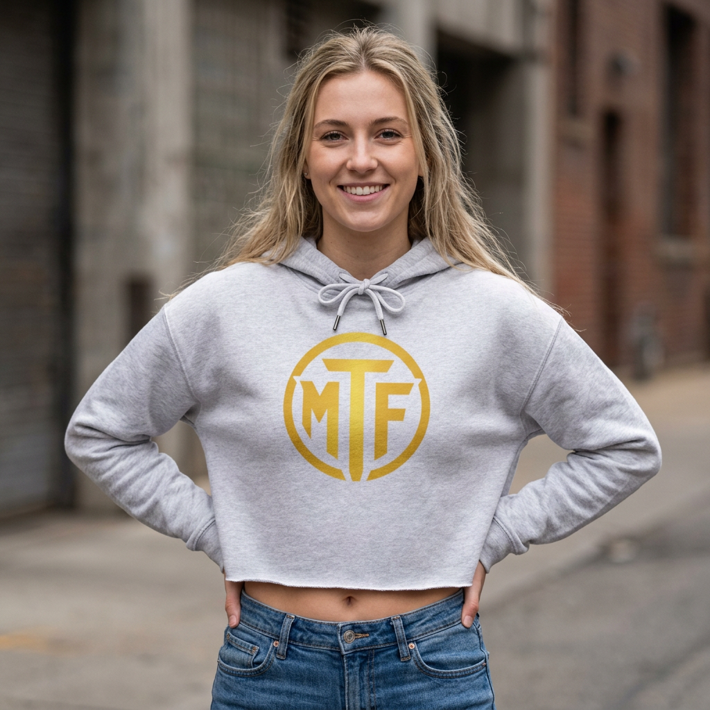 Moore Fitness Cropped Hoodie — "Protect Your Peace, Pursue Your Progress" Women's Athletic Hoodie