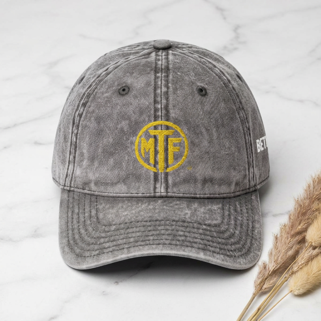 Vintage Embroidered Cap — Distressed Monogram Dad Hat