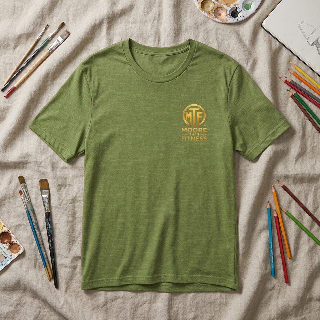 Moore Than Fitness Tee – Gold Logo Short Sleeve Shirt