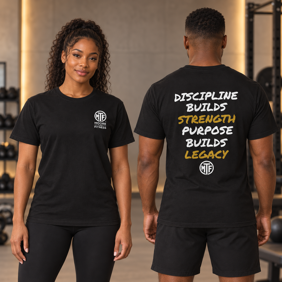 Discipline Builds Strength Purpose Builds Legacy T-Shirt — Moore Fitness Motivational Tee