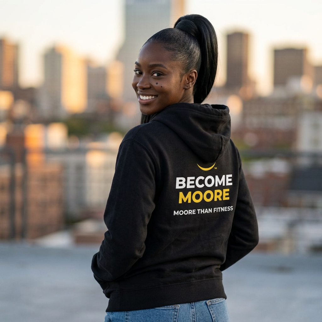 Become Moore Zip Hoodie — "Become Moore" Fitness Full-Zip Hooded Sweatshirt