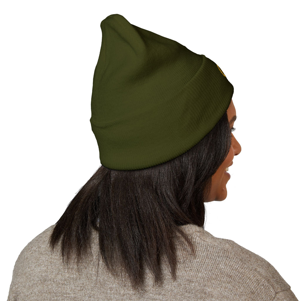 Embroidered Monogram Cuffed Beanie — Classic Knit Winter Hat