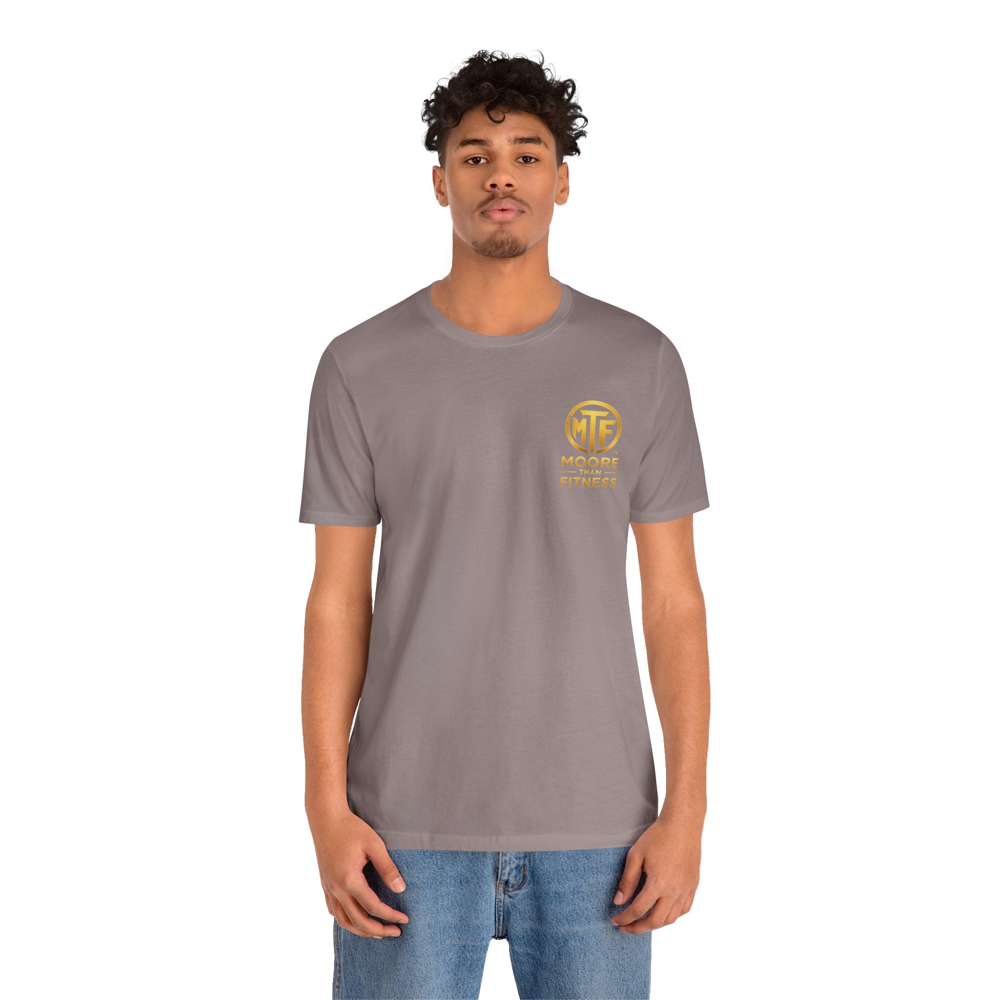 Moore Than Fitness Tee – Gold Logo Short Sleeve Shirt
