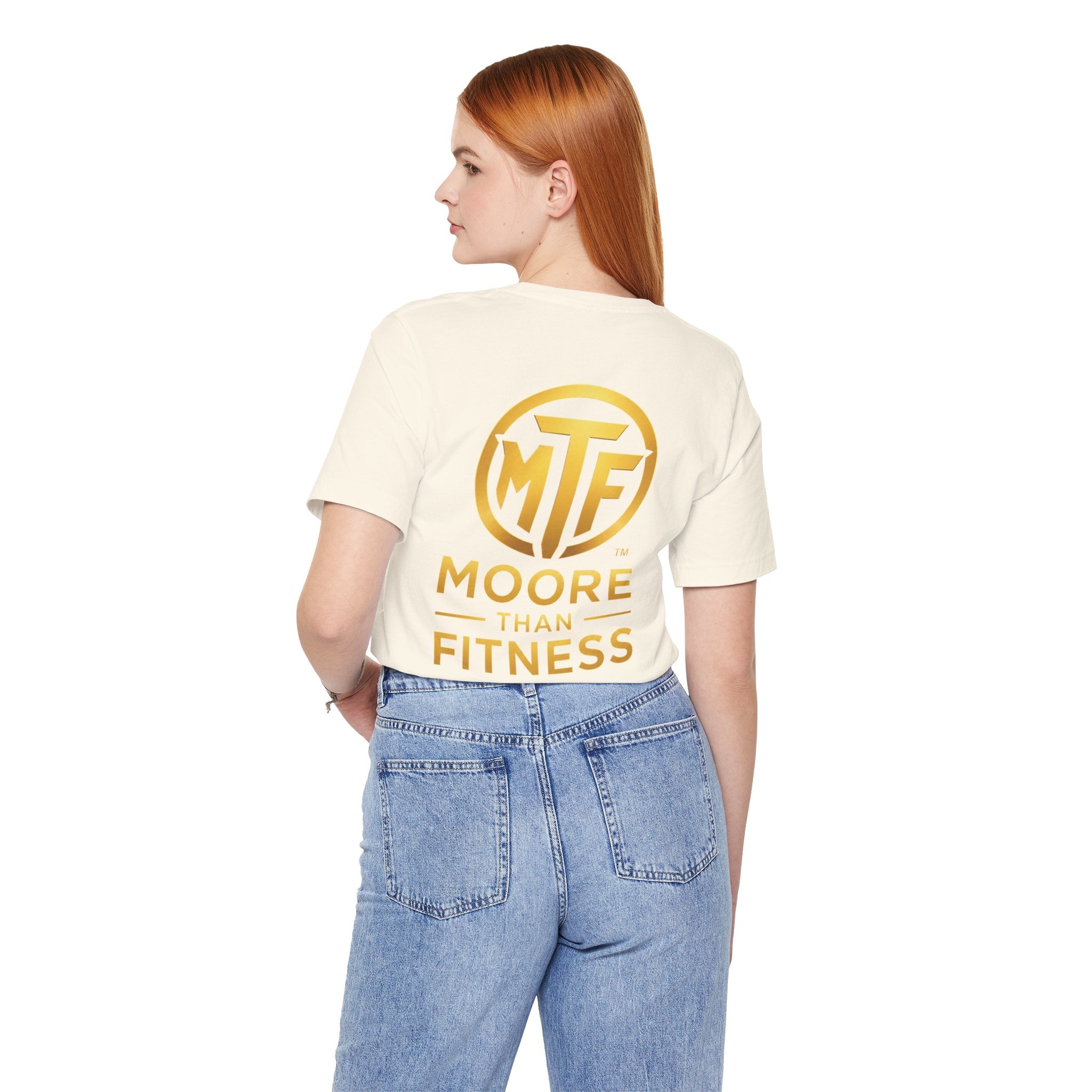 Moore Than Fitness Tee – Gold Logo Short Sleeve Shirt
