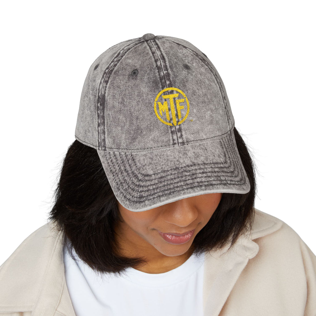 Vintage Embroidered Cap — Distressed Monogram Dad Hat