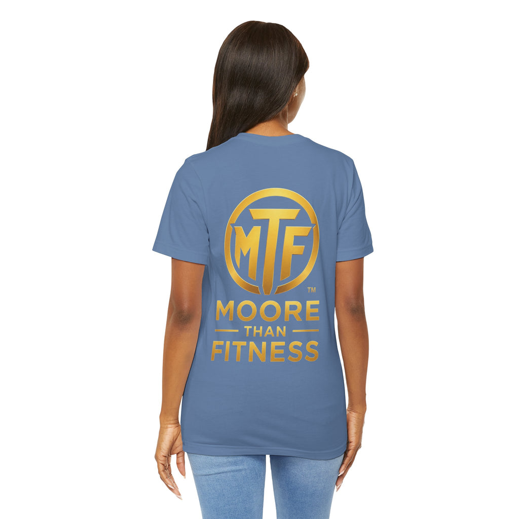 Moore Than Fitness Tee – Gold Logo Short Sleeve Shirt