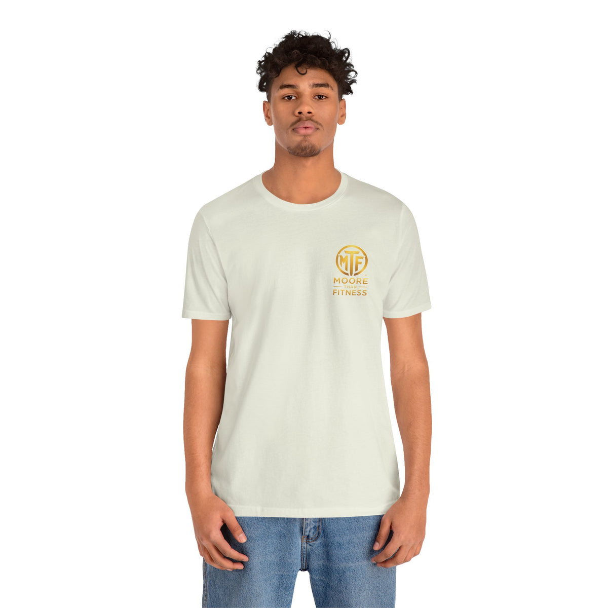 Moore Than Fitness Tee – Gold Logo Short Sleeve Shirt