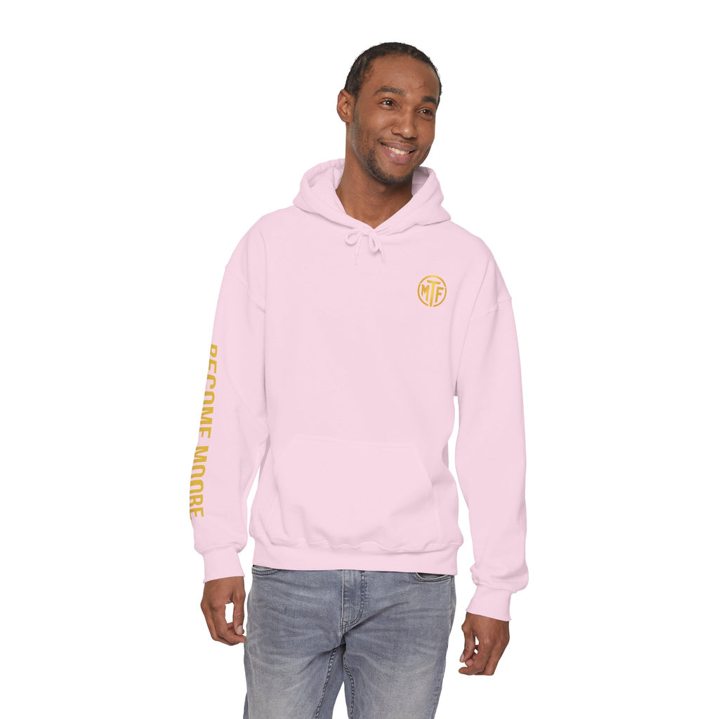 Signature Moore Than Fitness Logo Hoodie — "Become Moore" Sleeve Pullover