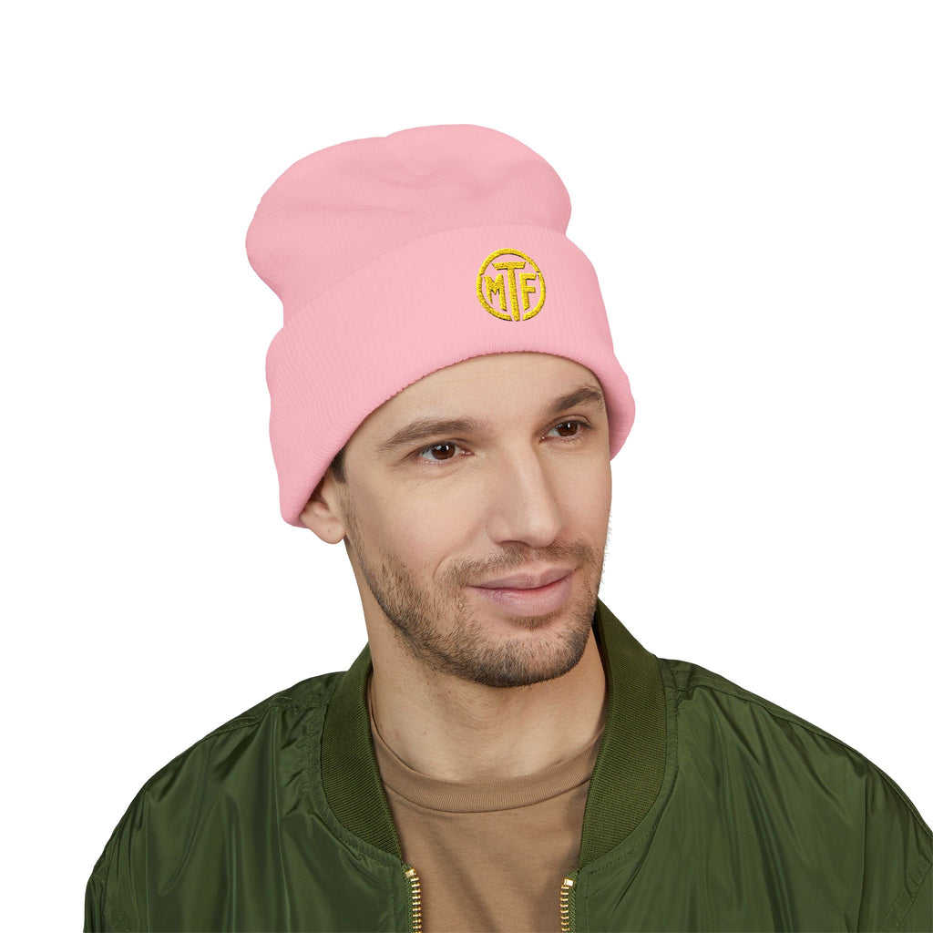 Embroidered Monogram Cuffed Beanie — Classic Knit Winter Hat