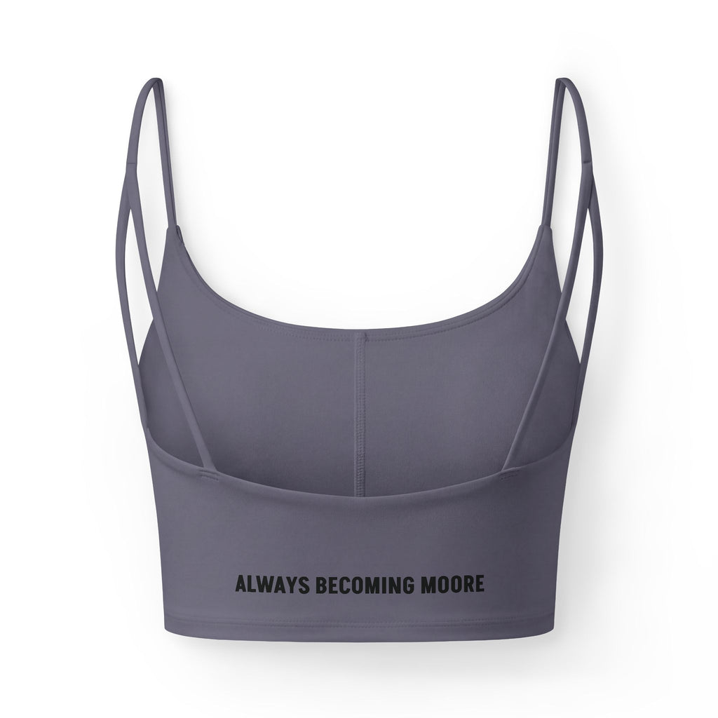 Women’s Luxe Bra — Moore Fitness Crop with ‘Always Becoming Moore’ Back Text