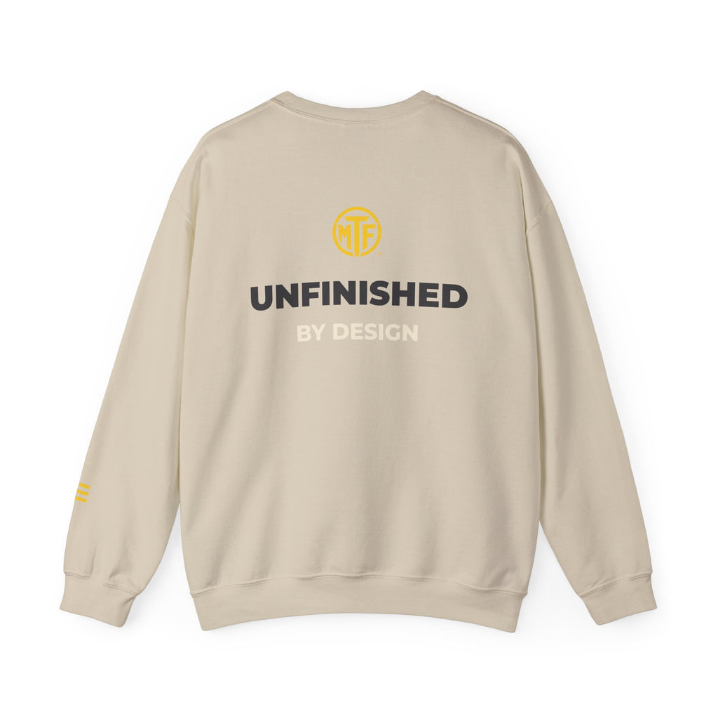 Crewneck Sweatshirt — "Unfinished by Design" Minimal Logo Pullover