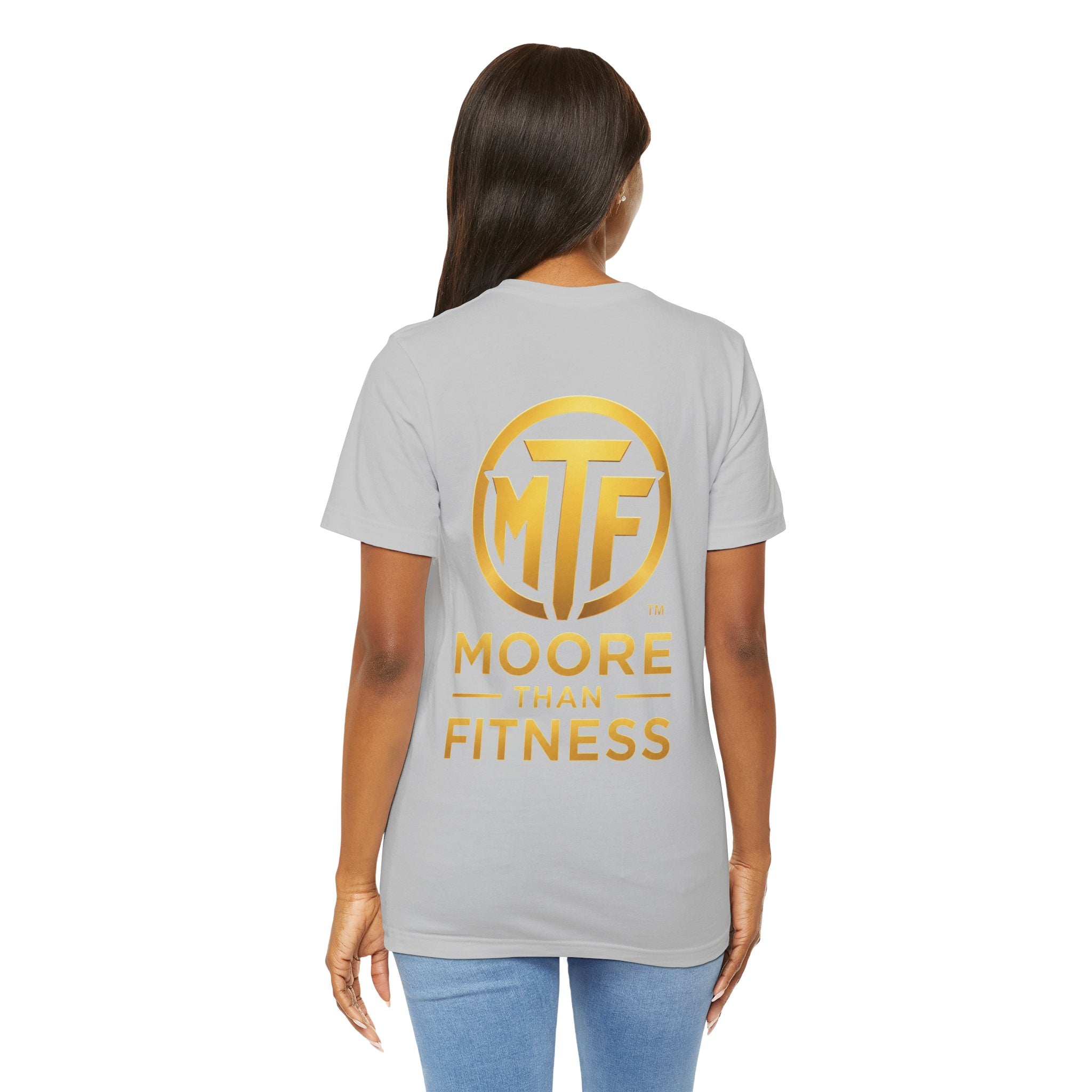 Moore Than Fitness Tee – Gold Logo Short Sleeve Shirt