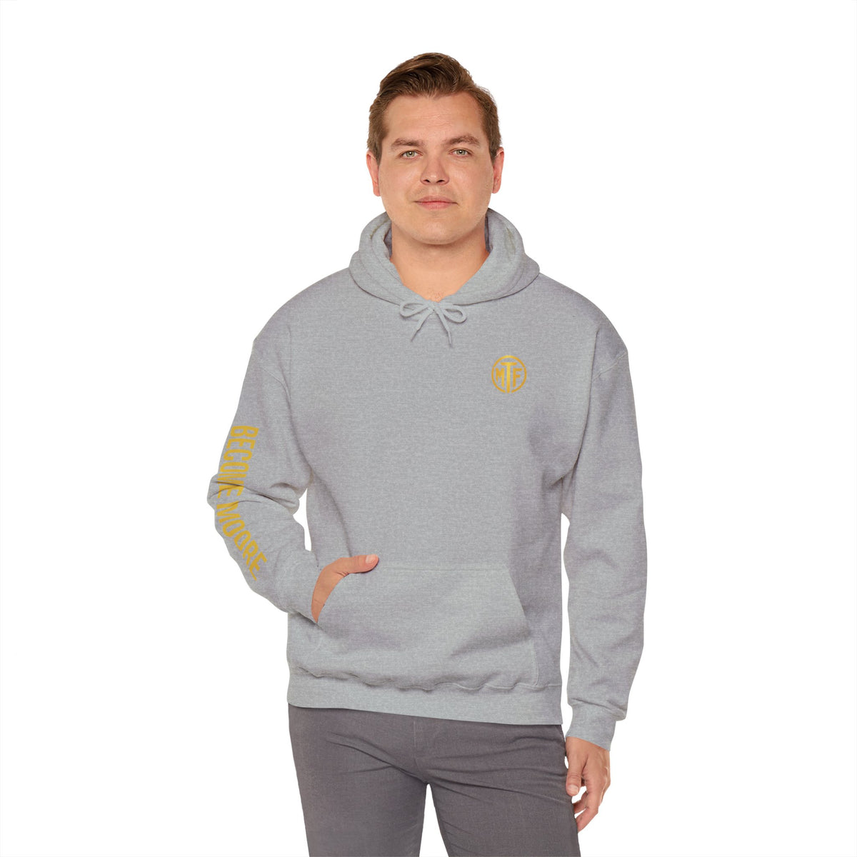 Signature Moore Than Fitness Logo Hoodie — "Become Moore" Sleeve Pullover