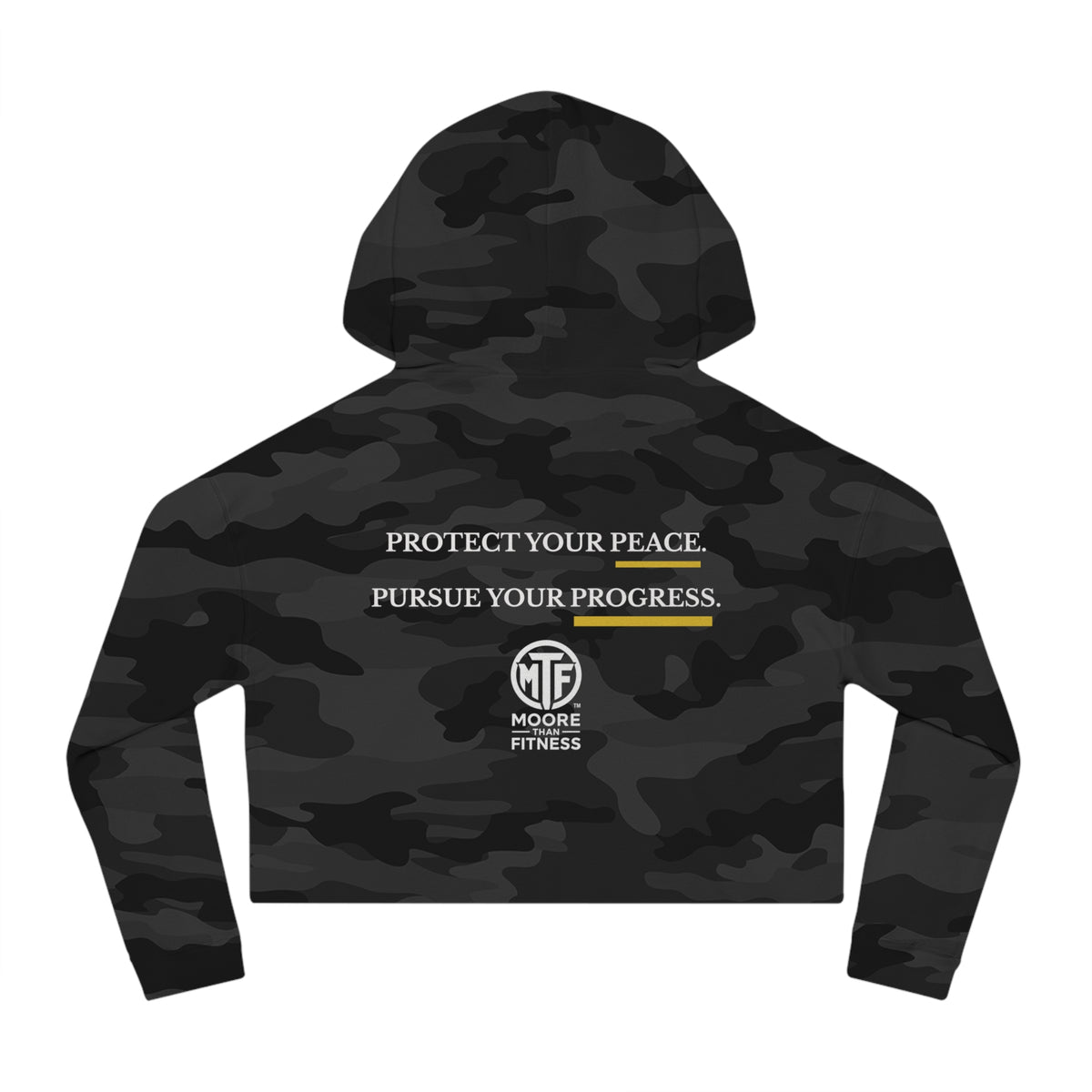 Moore Fitness Cropped Hoodie — "Protect Your Peace, Pursue Your Progress" Women's Athletic Hoodie