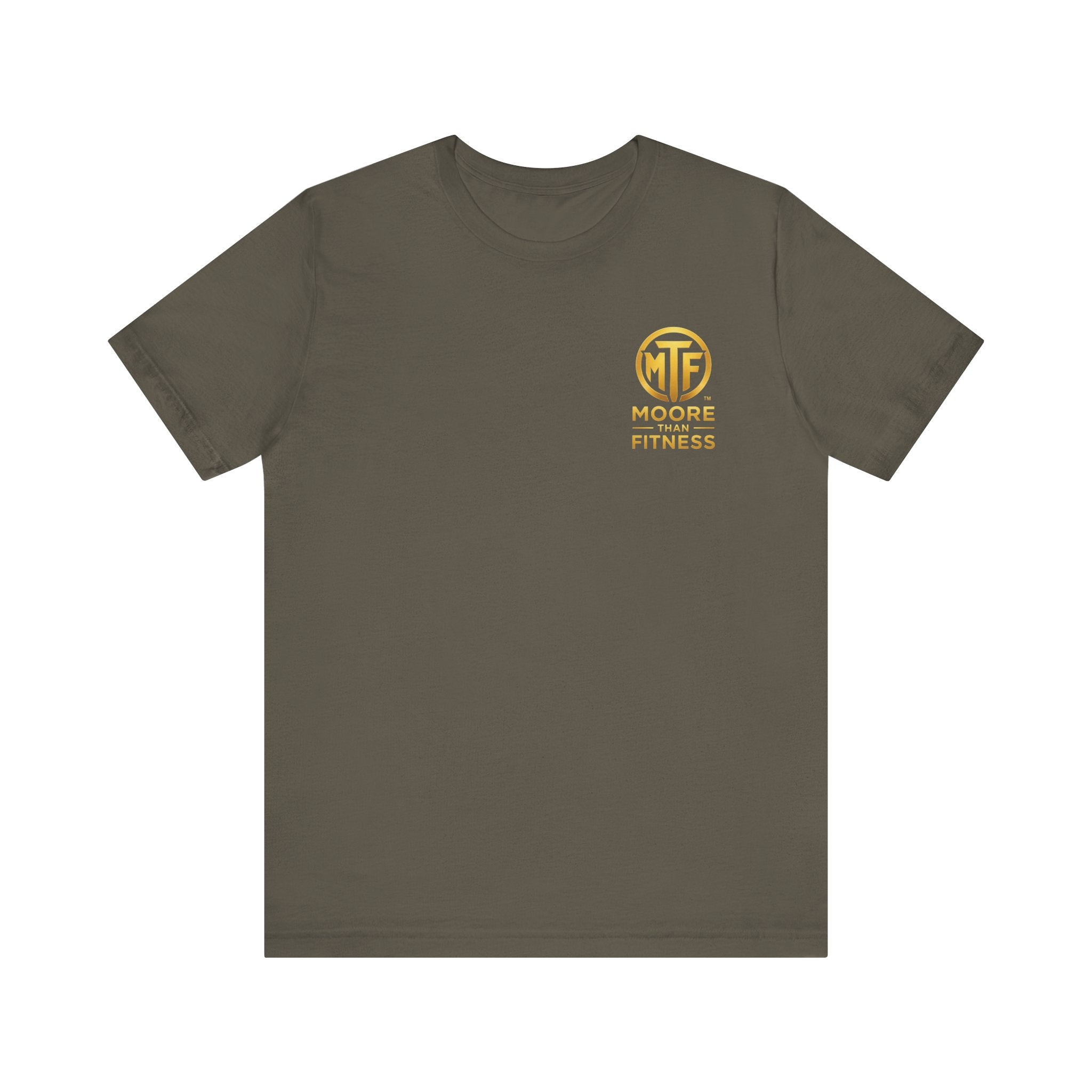 Moore Than Fitness Tee – Gold Logo Short Sleeve Shirt