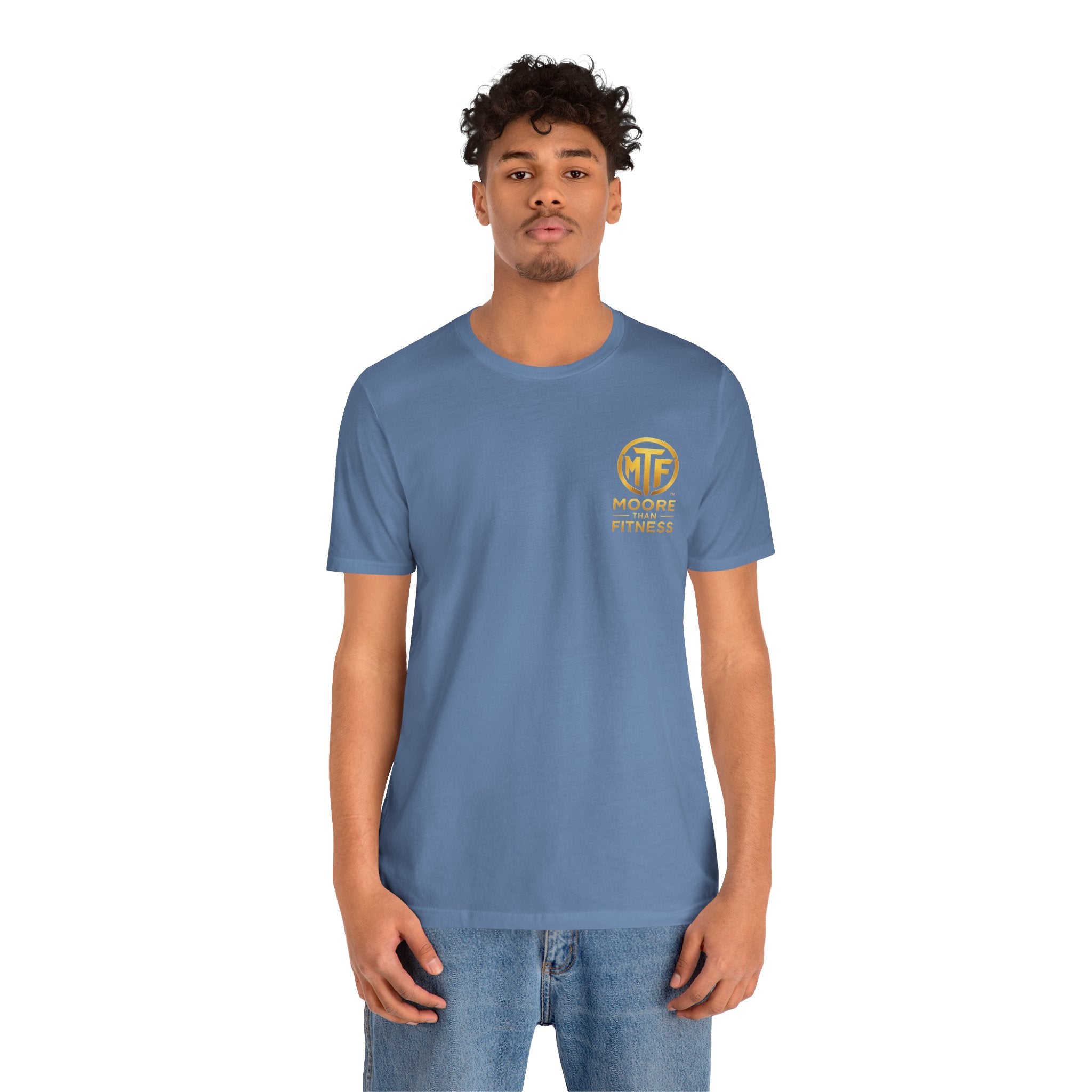 Moore Than Fitness Tee – Gold Logo Short Sleeve Shirt