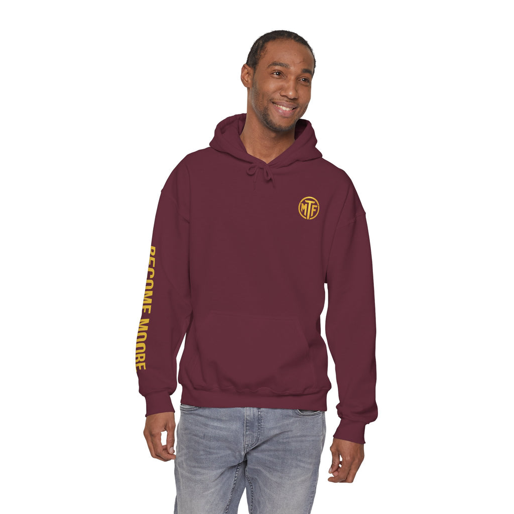 Signature Moore Than Fitness Logo Hoodie — "Become Moore" Sleeve Pullover