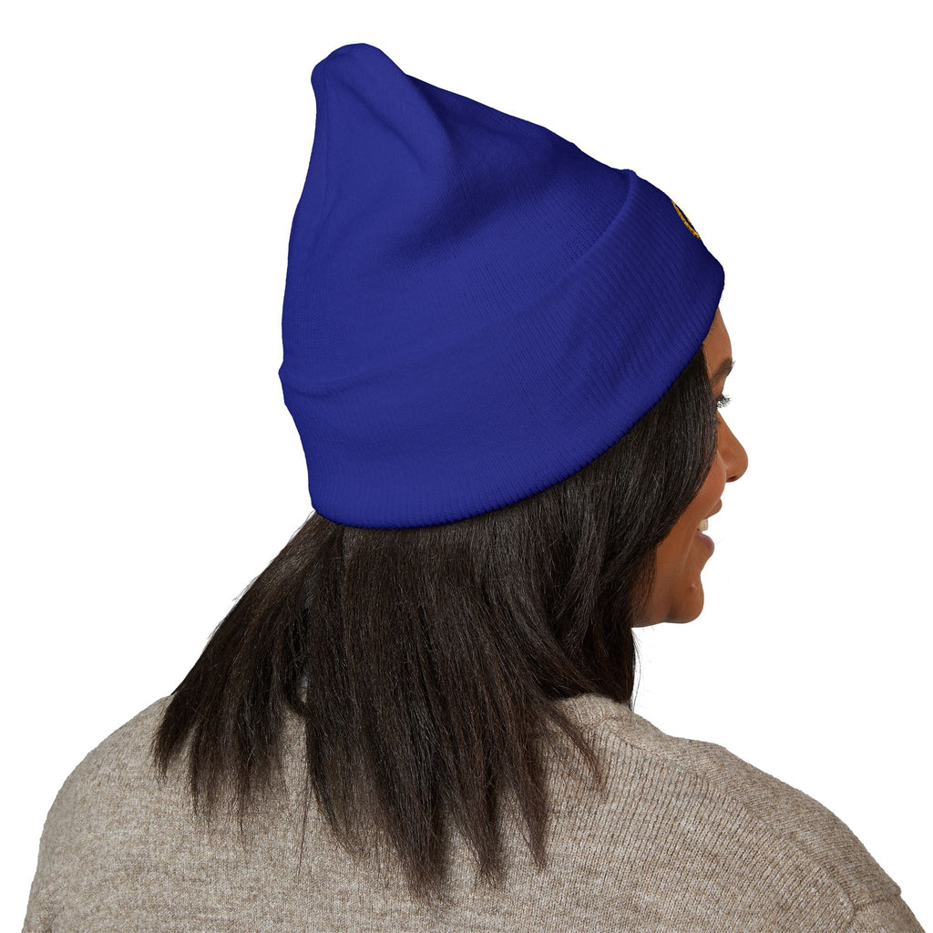 Embroidered Monogram Cuffed Beanie — Classic Knit Winter Hat