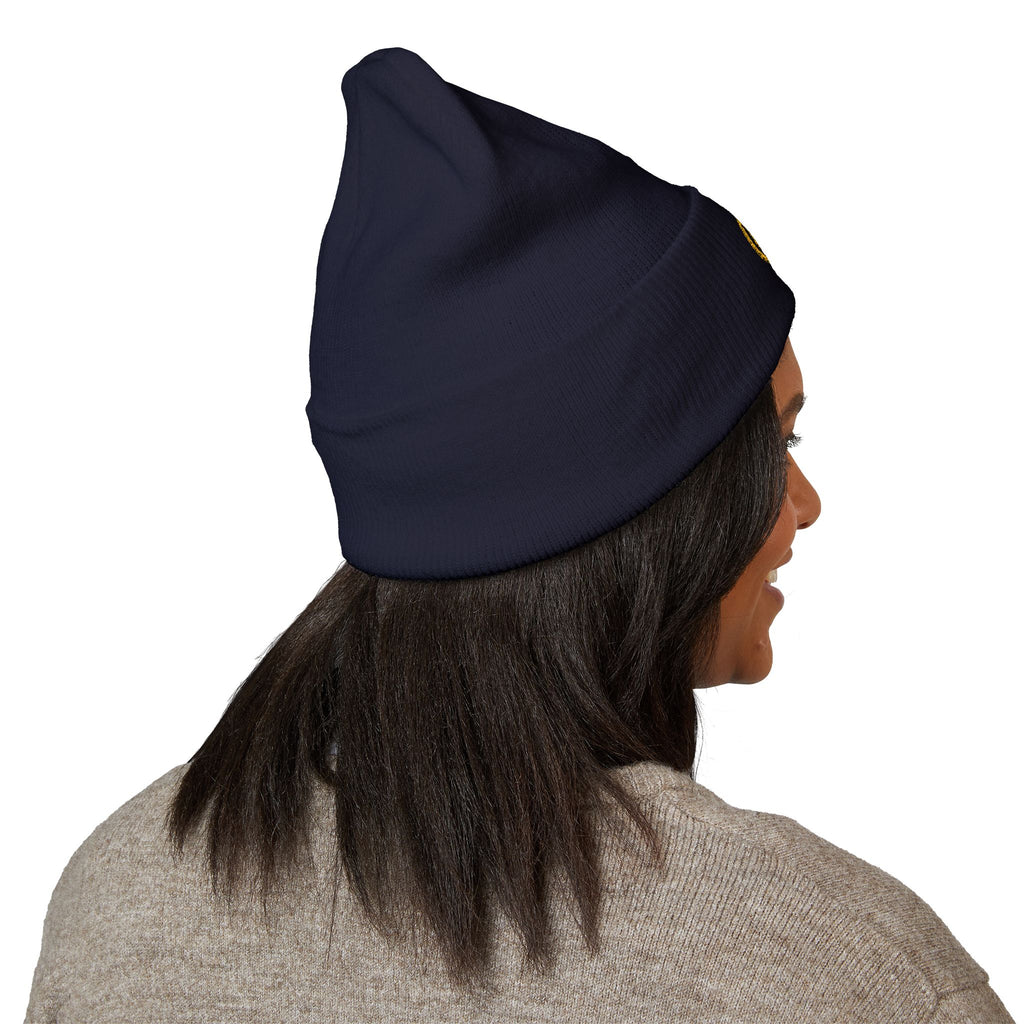Embroidered Monogram Cuffed Beanie — Classic Knit Winter Hat