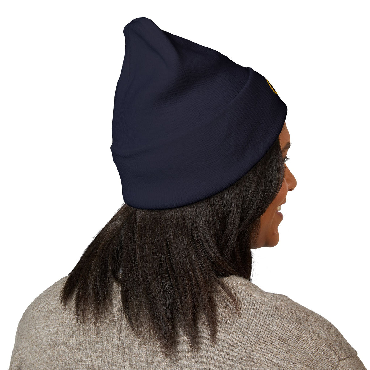 Embroidered Monogram Cuffed Beanie — Classic Knit Winter Hat
