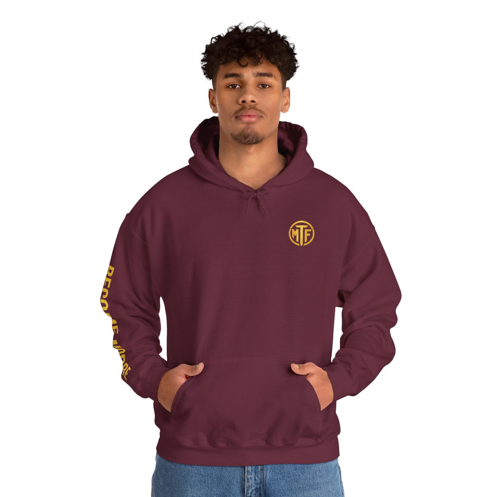 Signature Moore Than Fitness Logo Hoodie — "Become Moore" Sleeve Pullover
